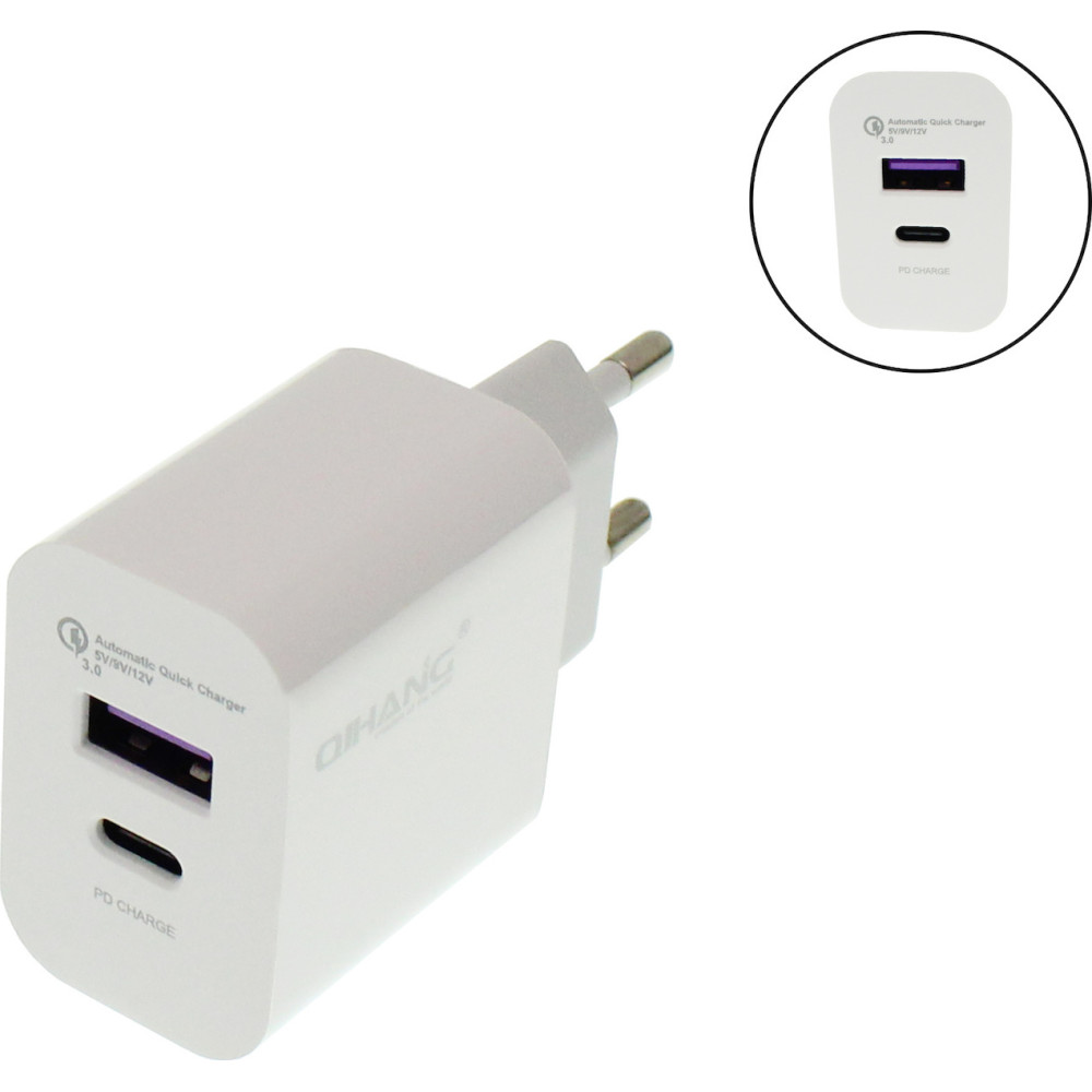 ΦΟΡΤΙΣΤΗΣ (ΧΩΡΙΣ ΚΑΛΩΔΙΟ) QIHANG Z47 ΜΕ ΘΥΡΑ USB-A & USB-C QUICK CHARGE 3.0 - ΛΕΥΚΟ ΦΟΡΤΙΣΤΗΣ (ΧΩΡΙΣ ΚΑΛΩΔΙΟ) QIHANG Z47 ΜΕ ΘΥΡΑ USB-A & USB-C QUICK CHARGE 3.0 - ΛΕΥΚΟ
