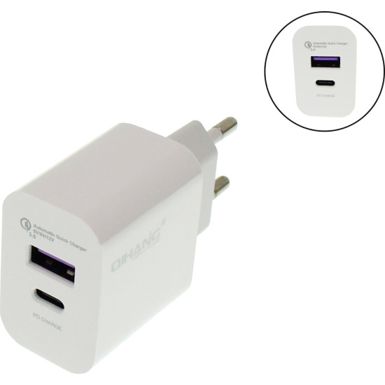 ΦΟΡΤΙΣΤΗΣ FAST CHARGING QIHANG Z47 ΜΕ 2 ΘΥΡΕΣ USB-A ΚΑΙ USB-C ΦΟΡΤΙΣΤΗΣ FAST CHARGING QIHANG Z47 ΜΕ 2 ΘΥΡΕΣ USB-A ΚΑΙ USB-C
