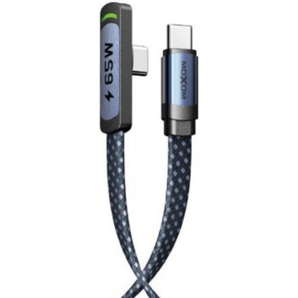 MOXOM LX-CB895 LED / BRAIDED USB 2.0 CABLE USB-C MALE TO USB-C 65W 1.5m - ΜΠΛΕ