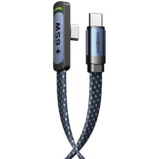 MOXOM LX-CB895 LED / BRAIDED USB 2.0 CABLE USB-C MALE TO USB-C 65W 1.5m - ΜΠΛΕ