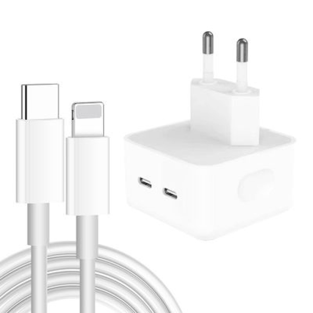 ΦΟΡΤΙΣΤΗΣ ΤΟΙΧΟΥ 35W ΜΕ ΔΥΟ ΘΥΡΕΣ PD USB Type C ΚΑΙ ΚΑΛΩΔΙΟ USB Type C ΣΕ Lightning (1m) 42635418 - ΛΕΥΚΟ