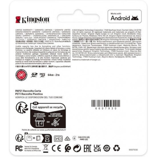 Kingston Canvas Select Plus Κάρτα microSDXC 128GB U1 V10 A1 150MB/s (SDCS3-128GB)