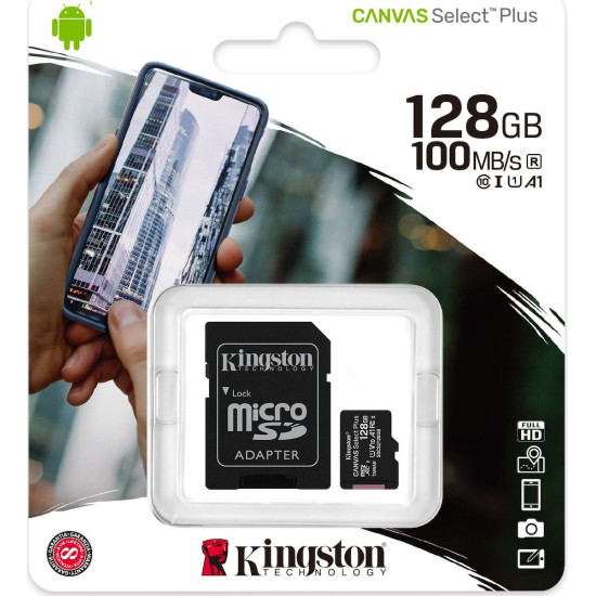 Kingston Canvas Select Plus Κάρτα microSDXC 128GB U1 V10 A1 Με Adapter (SDCS2-128GB) Kingston Canvas Select Plus Κάρτα microSDXC 128GB U1 V10 A1 Με Adapter (SDCS2-128GB)