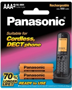 RECHARGEABLE BATTERIES R03/AAA PANASONIC BK-4LDAW/2BT 650mAh FOR DECT PHONE (2 pcs)