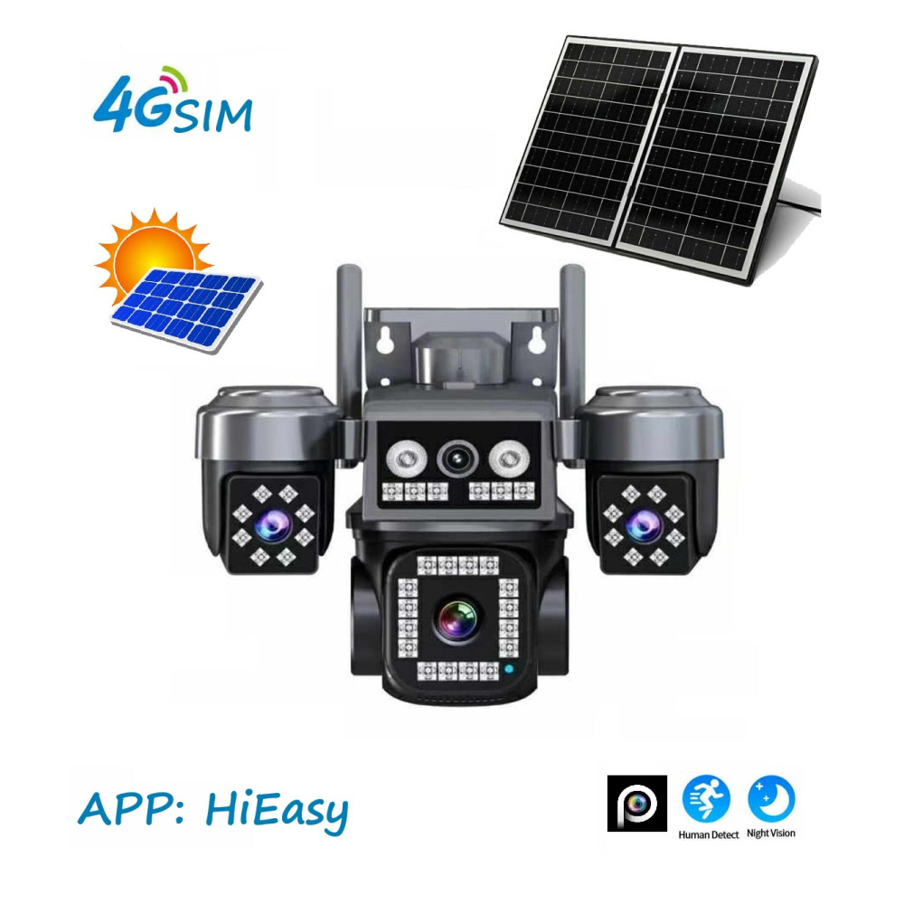 IP ΚΑΜΕΡΑ ΑΔΙΑΒΡΟΧΗ ΜΠΑΤΑΡΙΑΣ SOLAR AOV R9-4G HIEASY APP 4G SIM Full HD+ 20MP 4CAM IN 1