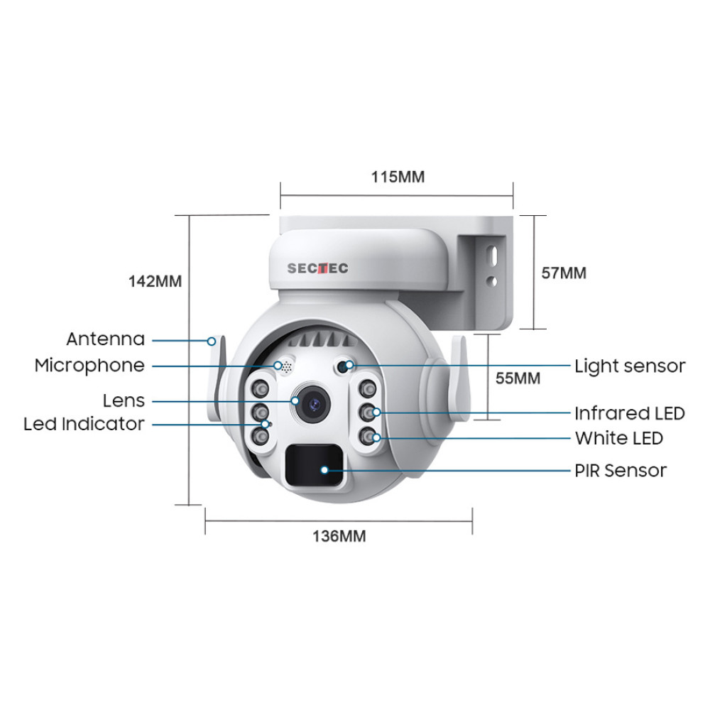 IP ΚΑΜΕΡΑ ΑΔΙΑΒΡΟΧΗ ΜΠΑΤΑΡΙΑΣ SECTEC ST-515C-3M U-BOX Wi-Fi Full HD+ 3MP ΦΑΚΟΣ 3.6mm 