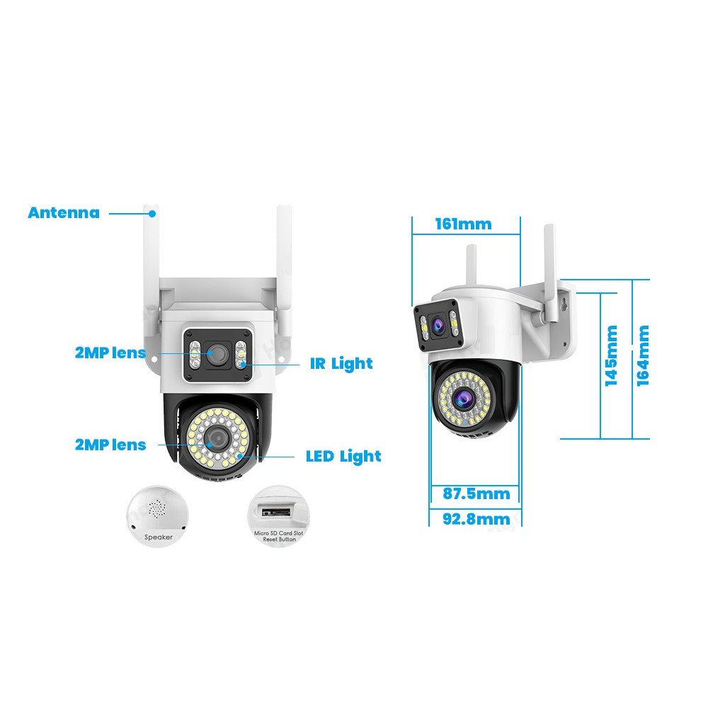IP CAMERA YOOSEE GW10PRO ΑΔΙΑΒΡΟXH ΠΕΡΙΣΤΡΕΦΟΜΕΝΗ 4MP (2MP+2MP) ΜΕ ΜΙΚΡΟΦΩΝΟ-ΗΧΕΙΟ WiFi/Ethernet