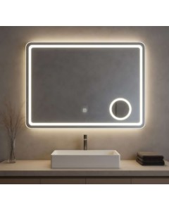 ΟΡΘΟΓΩΝΙΟΣ ΜΟΝΤΕΡΝΟΣ ΚΑΘΡΕΠΤΗΣ ΤΟΙΧΟΥ ΜΕ LED ΦΩΤΙΣΜΟ 100x70cm 100703