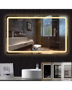 ΟΡΘΟΓΩΝΙΟΣ ΚΑΘΡΕΠΤΗΣ ΜΠΑΝΙΟΥ TOUCH LED ΜΕ ΩΡΑ - ΘΕΡΜΟΚΡΑΣΙΑ KAI ΘΕΡΜΕΝΟΜΕΝΟΣ 90x70cm 709001