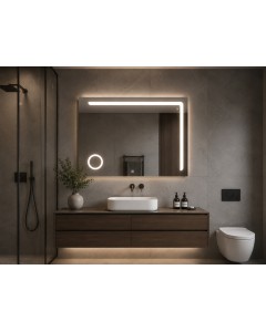 ΟΡΘΟΓΩΝΙΟΣ ΜΟΝΤΕΡΝΟΣ ΚΑΘΡΕΠΤΗΣ ΤΟΙΧΟΥ ΜΕ LED ΦΩΤΙΣΜΟ 80x60cm 806003