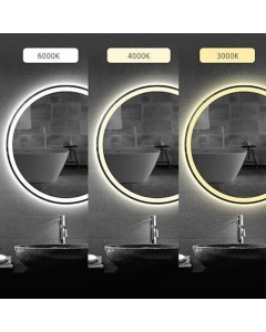 ΣΤΡΟΓΓΥΛΟΣ ΚΑΘΡΕΠΤΗΣ ΜΠΑΝΙΟΥ TOUCH LED ΜΕ ΩΡΑ - ΘΕΡΜΟΚΡΑΣΙΑ KAI ΘΕΡΜΕΝΟΜΕΝΟΣ 60x60cm 606001