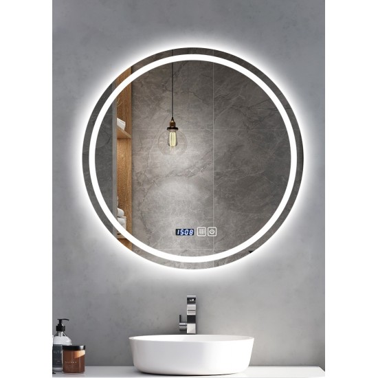 ΣΤΡΟΓΓΥΛΟΣ ΚΑΘΡΕΠΤΗΣ ΜΠΑΝΙΟΥ TOUCH LED ΜΕ ΩΡΑ - ΘΕΡΜΟΚΡΑΣΙΑ KAI ΘΕΡΜΕΝΟΜΕΝΟΣ 80x80cm 808001 ΣΤΡΟΓΓΥΛΟΣ ΚΑΘΡΕΠΤΗΣ ΜΠΑΝΙΟΥ TOUCH LED ΜΕ ΩΡΑ - ΘΕΡΜΟΚΡΑΣΙΑ KAI ΘΕΡΜΕΝΟΜΕΝΟΣ 80x80cm 808001