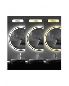 ΣΤΡΟΓΓΥΛΟΣ ΚΑΘΡΕΠΤΗΣ ΜΠΑΝΙΟΥ TOUCH LED ΜΕ ΩΡΑ - ΘΕΡΜΟΚΡΑΣΙΑ KAI ΘΕΡΜΕΝΟΜΕΝΟΣ 80x80cm 808001