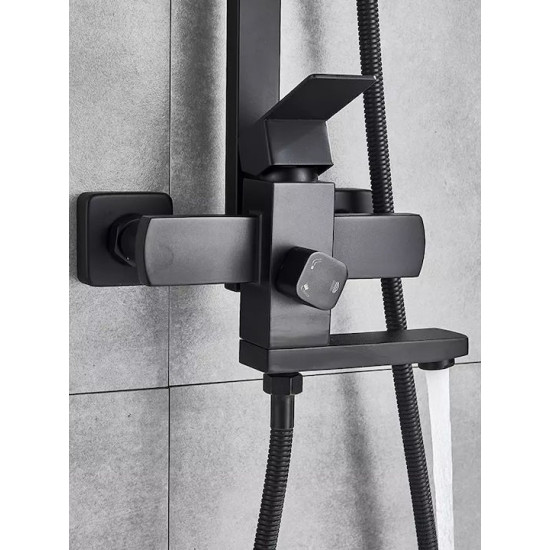 ADJUSTABLE SHOWER COLUMN WITH FAUCET 85-104cm SHINESIA 0311PENQIHEI - BLACK ADJUSTABLE SHOWER COLUMN WITH FAUCET 85-104cm SHINESIA 0311PENQIHEI - BLACK