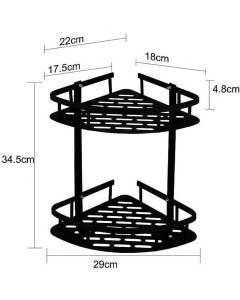 ΓΩΝΙΑΚΗ ΕΠΙΤΟΙΧΙΑ ΡΑΦΙΕΡΑ ΜΠΑΝΙΟΥ ΜΕΤΑΛΛΙΚΗ 34.5x22x29εκ - ΜΑΥΡΗ