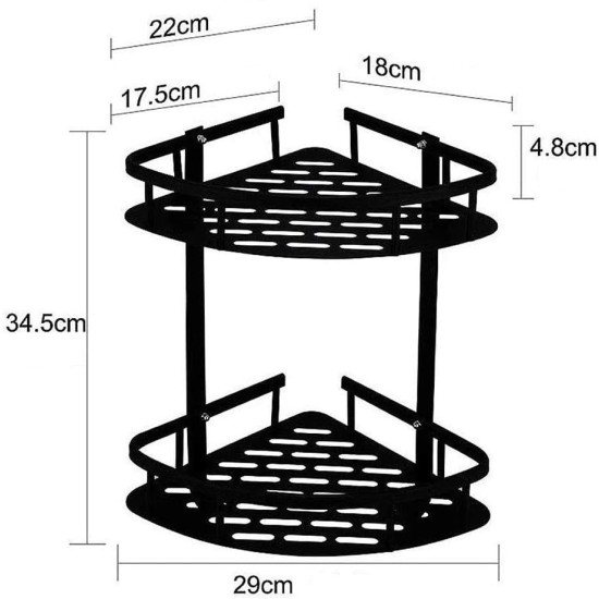 ΓΩΝΙΑΚΗ ΕΠΙΤΟΙΧΙΑ ΡΑΦΙΕΡΑ ΜΠΑΝΙΟΥ ΜΕΤΑΛΛΙΚΗ 34.5x22x29εκ - ΜΑΥΡΗ