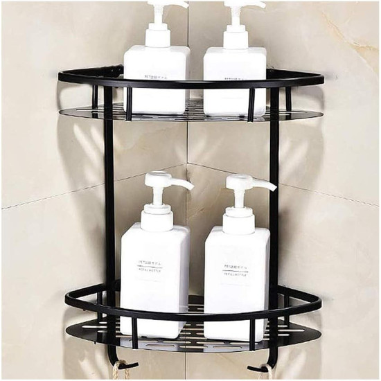 ΓΩΝΙΑΚΗ ΕΠΙΤΟΙΧΙΑ ΡΑΦΙΕΡΑ ΜΠΑΝΙΟΥ ΜΕΤΑΛΛΙΚΗ 34.5x22x29εκ - ΜΑΥΡΗ