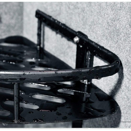 ΓΩΝΙΑΚΗ ΕΠΙΤΟΙΧΙΑ ΡΑΦΙΕΡΑ ΜΠΑΝΙΟΥ ΜΕΤΑΛΛΙΚΗ 34.5x22x29εκ - ΜΑΥΡΗ