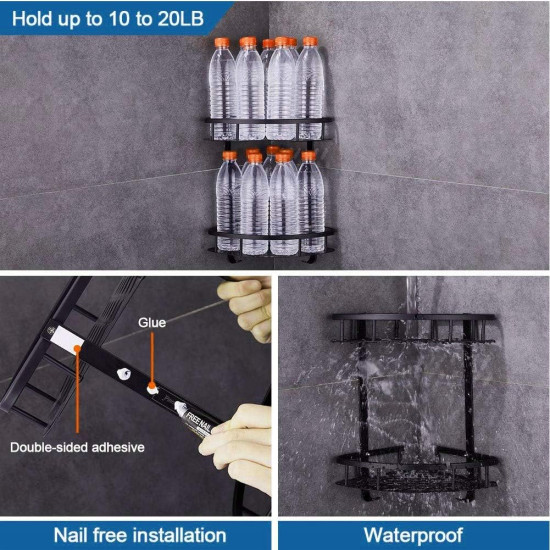 ΓΩΝΙΑΚΗ ΕΠΙΤΟΙΧΙΑ ΡΑΦΙΕΡΑ ΜΠΑΝΙΟΥ ΜΕΤΑΛΛΙΚΗ 34.5x22x29εκ - ΜΑΥΡΗ