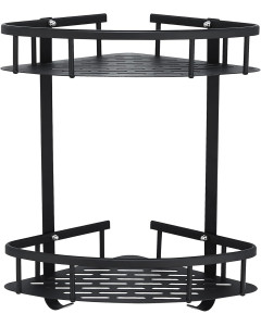 ΓΩΝΙΑΚΗ ΕΠΙΤΟΙΧΙΑ ΡΑΦΙΕΡΑ ΜΠΑΝΙΟΥ ΜΕΤΑΛΛΙΚΗ 34.5x22x29εκ - ΜΑΥΡΗ