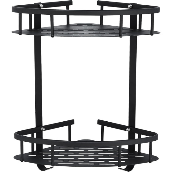 ΓΩΝΙΑΚΗ ΕΠΙΤΟΙΧΙΑ ΡΑΦΙΕΡΑ ΜΠΑΝΙΟΥ ΜΕΤΑΛΛΙΚΗ 34.5x22x29εκ - ΜΑΥΡΗ