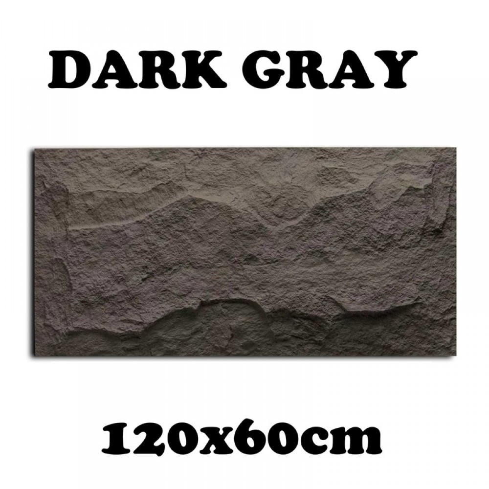 3D ΠΑΝΕΛ ΤΟΙΧΟΥ 120Χ60cm ΤΡΙΣΔΙΑΣΤΑΤΑ ΜΕ ΡΕΑΛΙΣΤΙΚΕΣ ΥΦΕΣ ΠΕΤΡΑΣ - DARK GREY