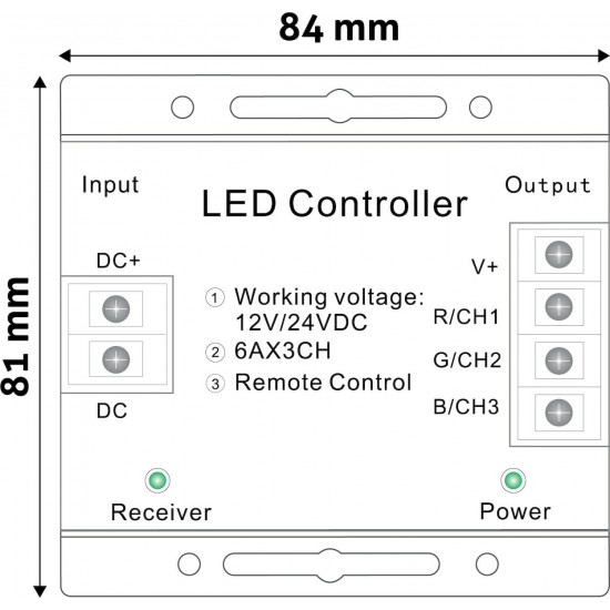 ΑΣΥΡΜΑΤΟ LED RGB CONTROLLER ΜΕ ΧΕΙΡΙΣΤΗΡΙΟ ΑΦΗΣ 2.4G RF 12V-24VDC 73406