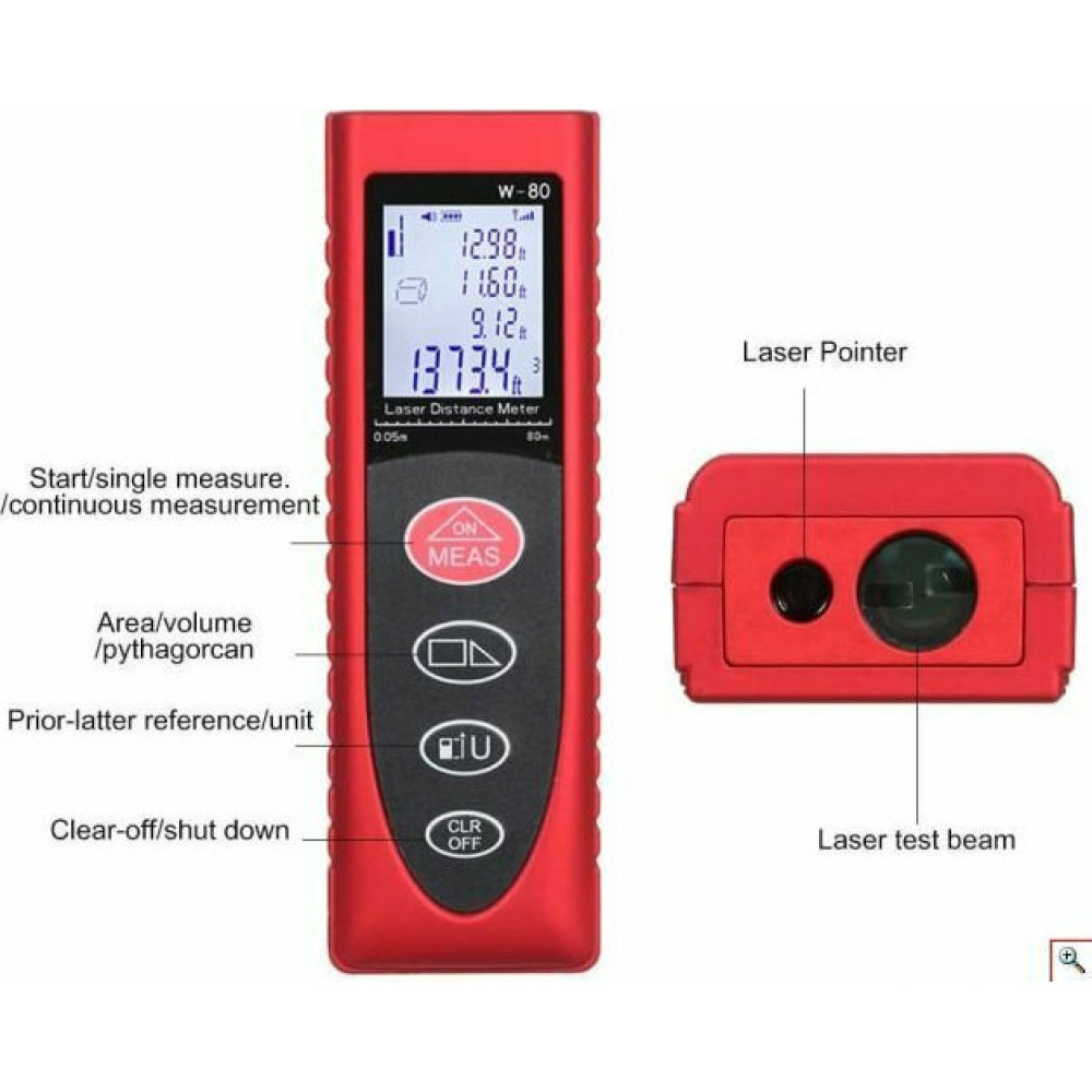 ΨΗΦΙΑΚΟΣ ΜΕΤΡΗΤΗΣ ΑΠΟΣΤΑΣΗΣ LASER ΕΩΣ 80m W-80 ΨΗΦΙΑΚΟΣ ΜΕΤΡΗΤΗΣ ΑΠΟΣΤΑΣΗΣ LASER ΕΩΣ 80m W-80